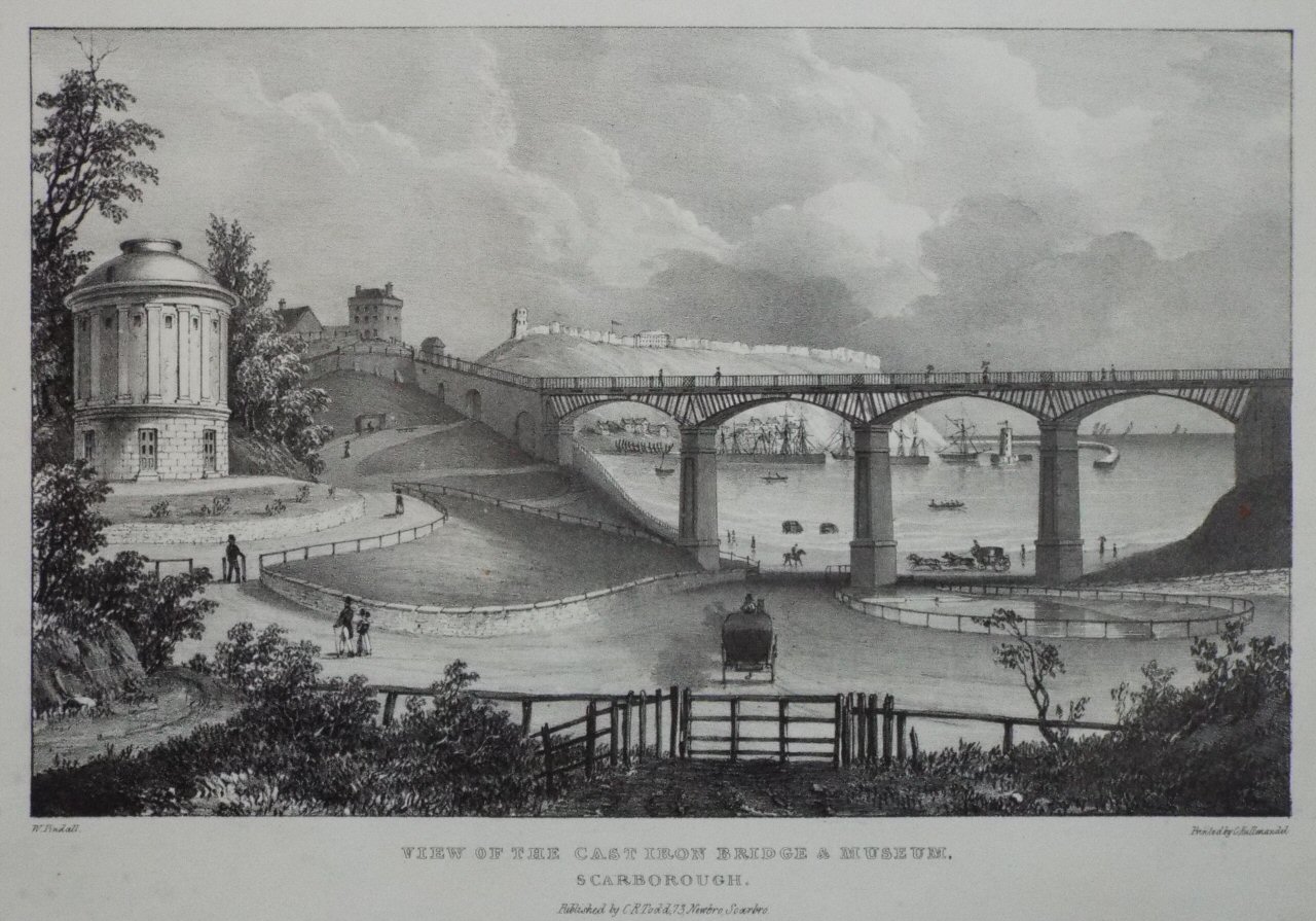 Lithograph - View of the Cast Iron Bridge & Museum, Scarborough